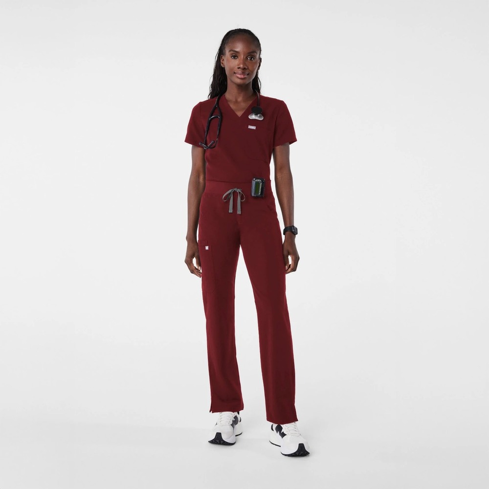 FIGS Women's Burgundy Kade Cargo Scrub Pants - Size Small Petite
